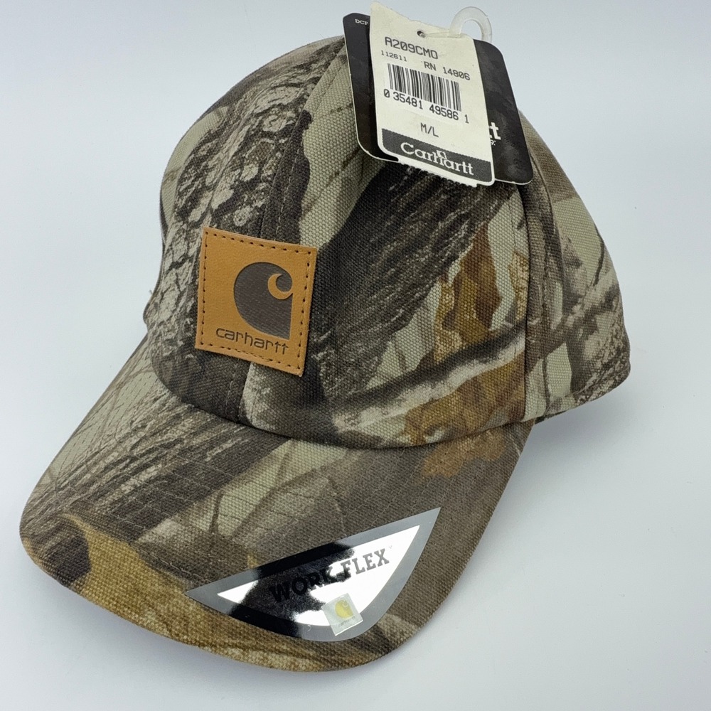 Carhartt A209 CMO Realtree Hardwoods Camo Work Flex Ear Flap Hat M/L NWT NOS USA